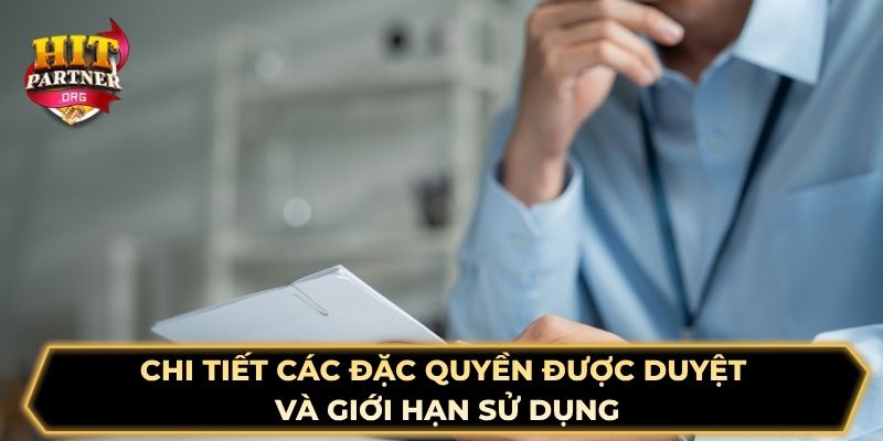 Chi tiết các đặc quyền được duyệt và giới hạn sử dụng